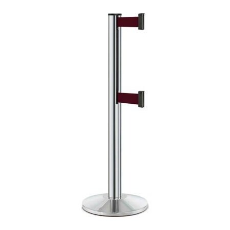 Lavi Industries Retractable Belt Barrier, Burgundy, 7 ft Length, 40 in Post Height 50-3000DL/CL/BY